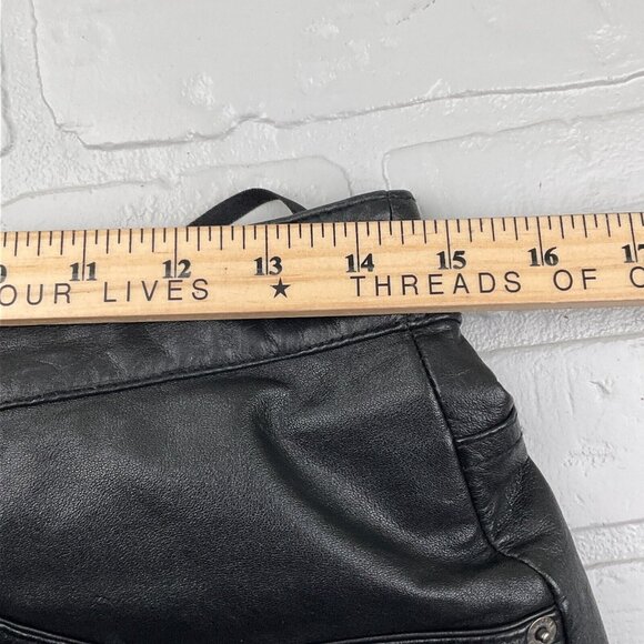 Maxima Wilsons Leather Jeans Women 10 28Wx26L Black Bootcut Unhem Raw‎ Straight - Picture 8 of 14